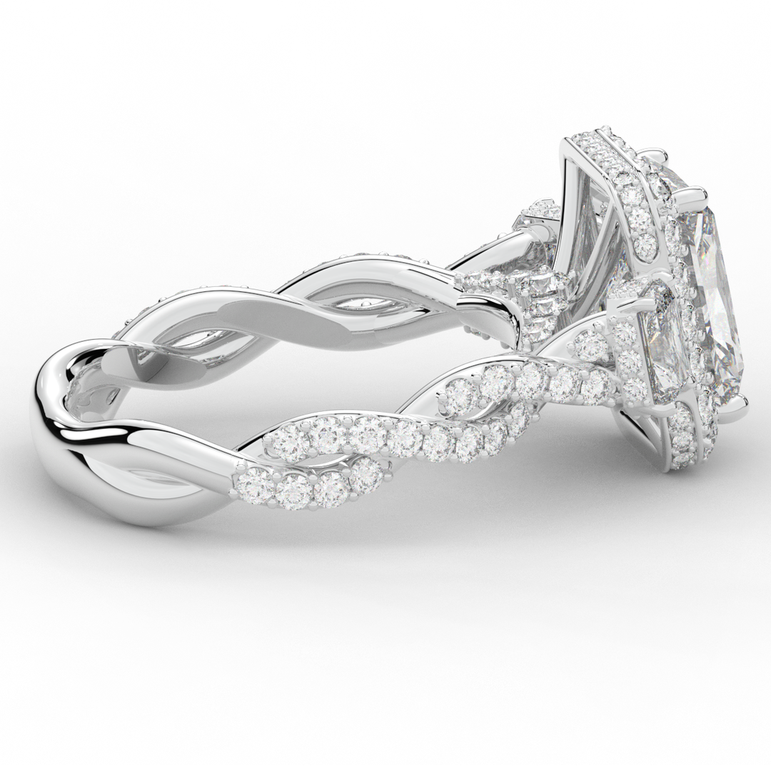 4.70CT.TW RADIANT LAB DIAMOND 3 STONE ENGAGEMENT RING - Nazarelle