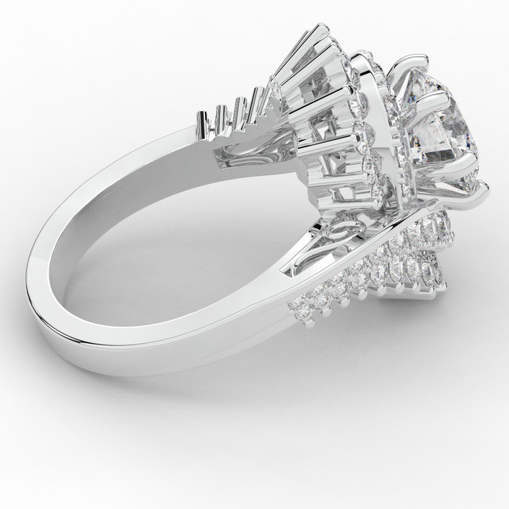 3.35CT.TW ROUND LAB DIAMOND BYPASS HALO ENGAGEMENT RING - Nazarelle