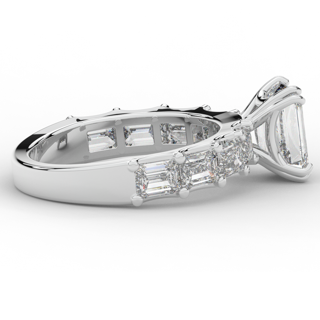 3.75CT.TW EMERALD CUT LAB DIAMOND SOLITAIRE ENGAGEMENT RING - Nazarelle