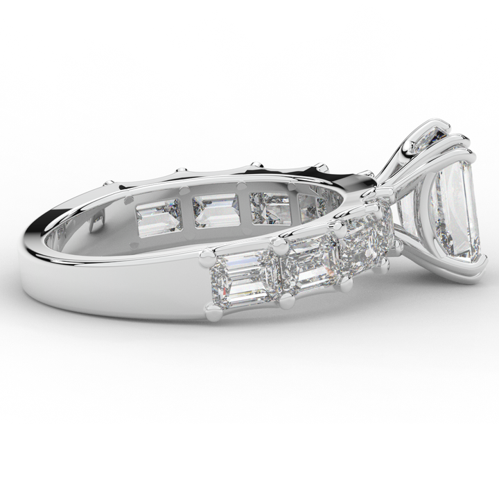 3.75CT.TW EMERALD CUT LAB DIAMOND SOLITAIRE ENGAGEMENT RING - Nazarelle