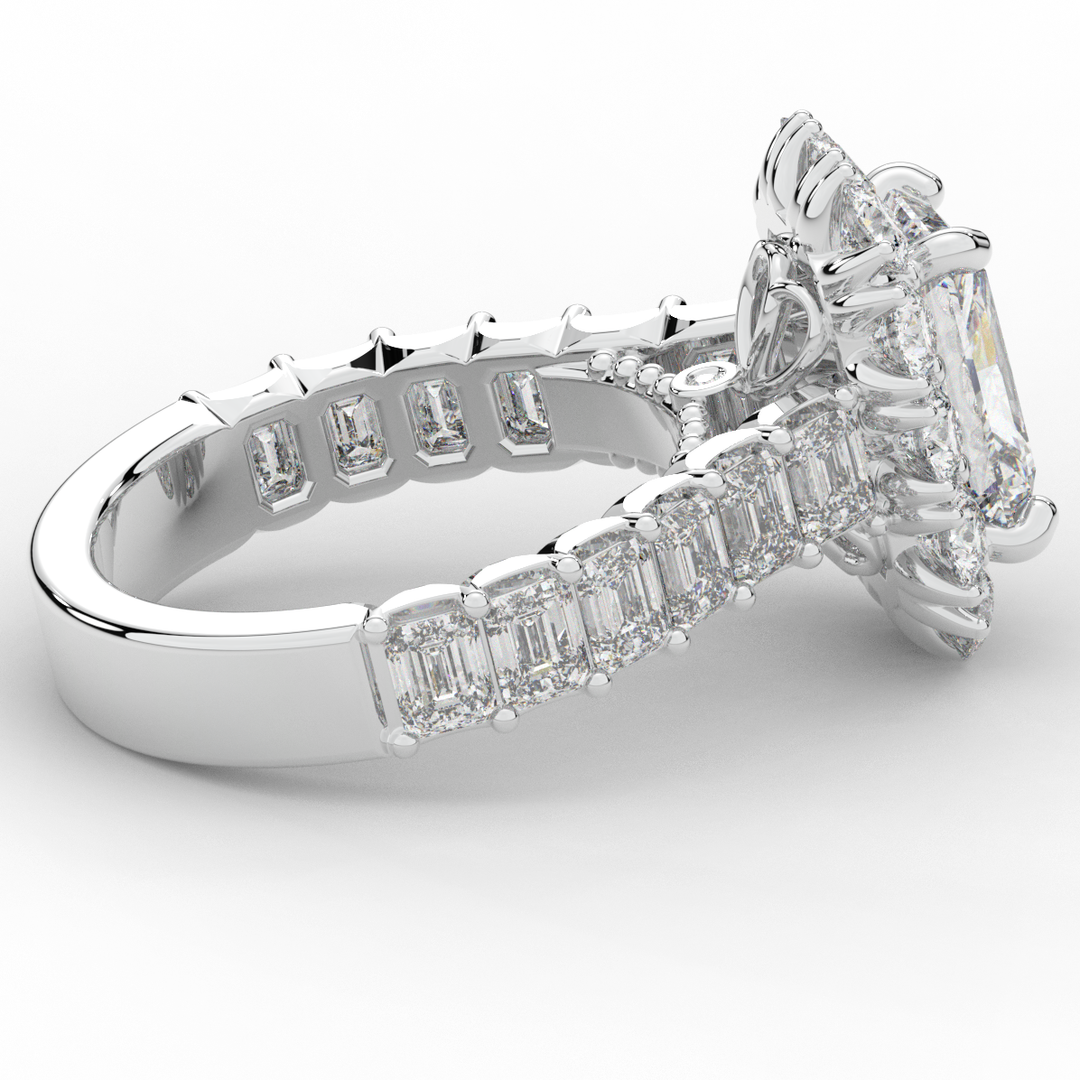 6.00CT.TW RADIANT LAB DIAMOND HALO ENGAGEMENT RING - Nazarelle