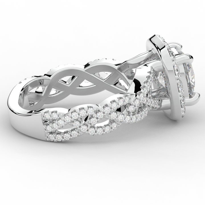 2.70CT.TW CUSHION LAB DIAMOND HALO TRIPLE TWIST ENGAGEMENT RING - Nazarelle