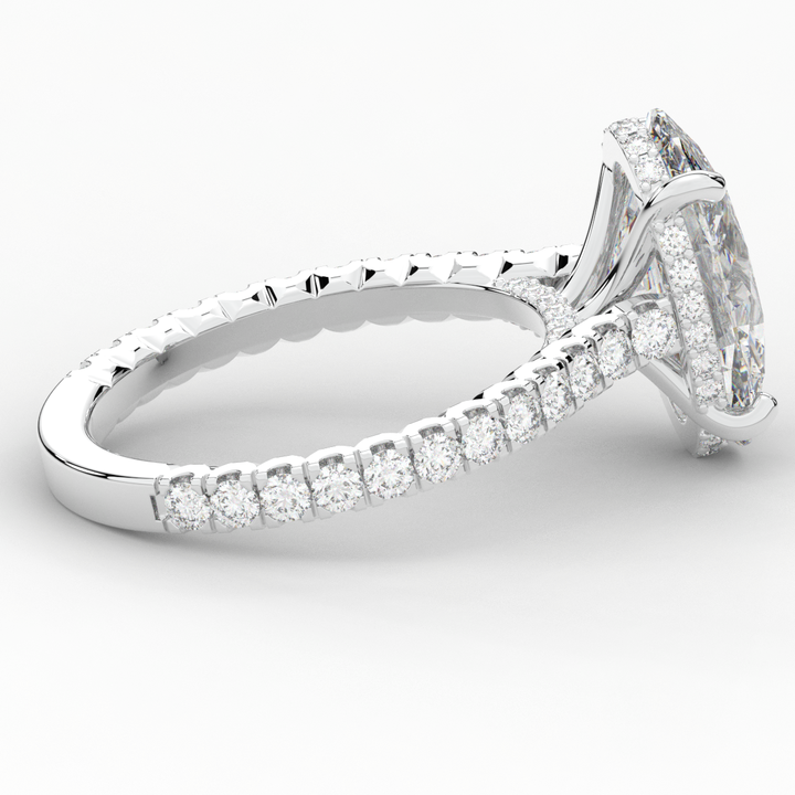 4.70CT.TW OVAL LAB DIAMOND UNDERHALO SOLITAIRE ENGAGEMENT RING - Nazarelle