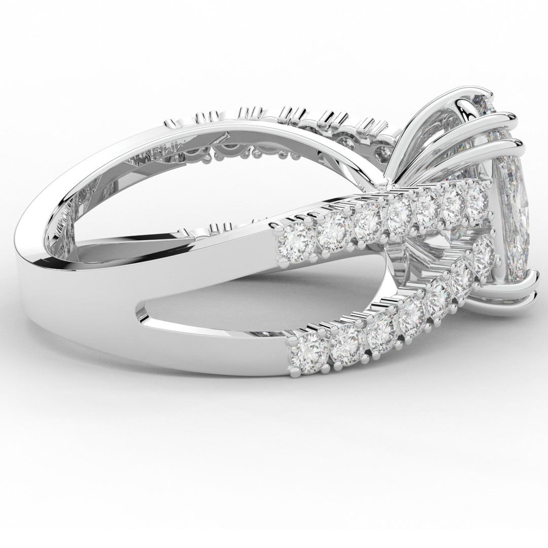 3.75CT.TW CUSHION LAB DIAMOND SPLIT BAND ENGAGEMENT RING - Nazarelle