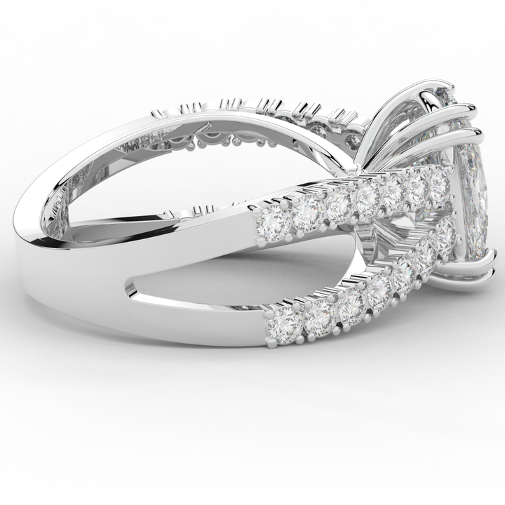 3.75CT.TW CUSHION LAB DIAMOND SPLIT BAND ENGAGEMENT RING - Nazarelle