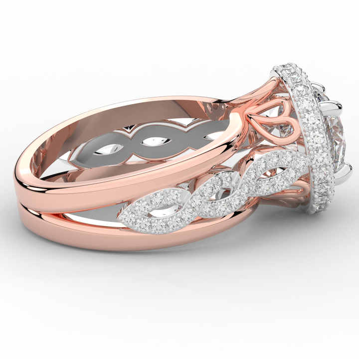 2.85CT.TW ROUND LAB DIAMOND HALO TWO TONE ENGAGEMENT RING - Nazarelle