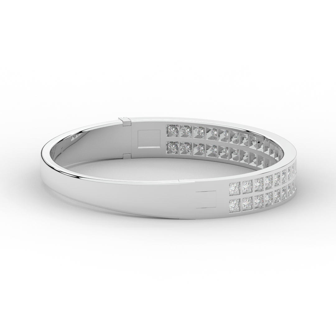 2.00CT.TW ROUND LAB TWO ROW DIAMOND BANGLE - Nazarelle