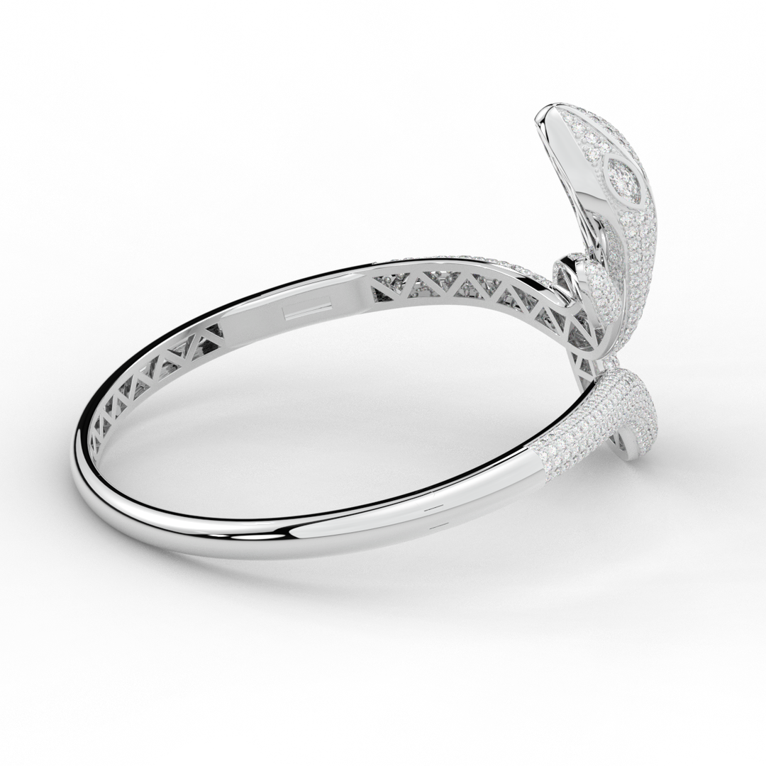 4.90CT.TW ROUND AND PEAR LAB DIAMOND SNAKE BANGLE - Nazarelle