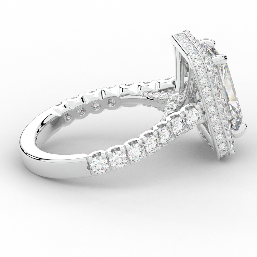 4.50CT.TW RADIANT LAB DIAMOND HALO ENGAGEMENT RING - Nazarelle