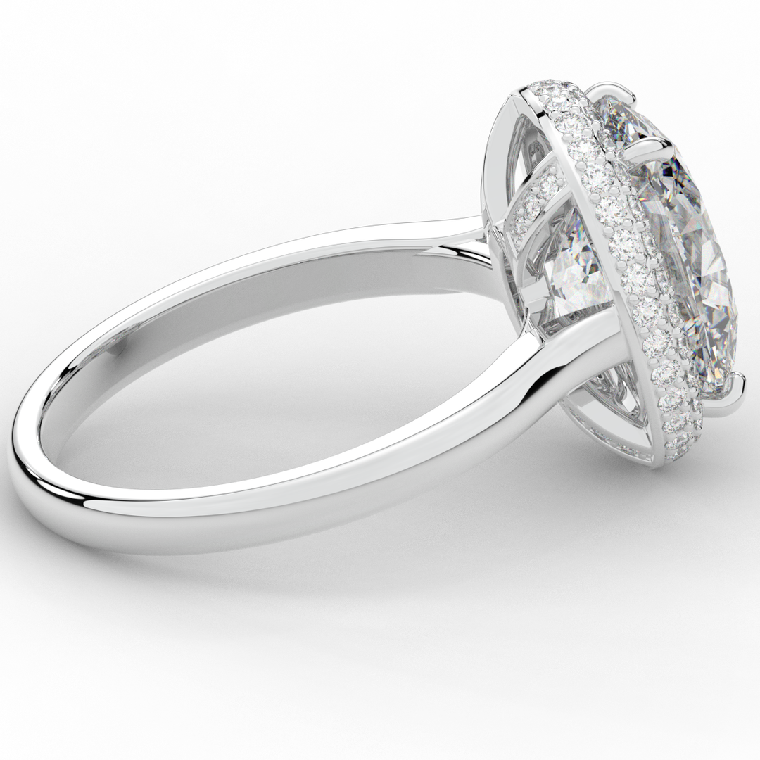 4.40CT.TW OVAL LAB DIAMOND HALO ENGAGEMENT RING - Nazarelle