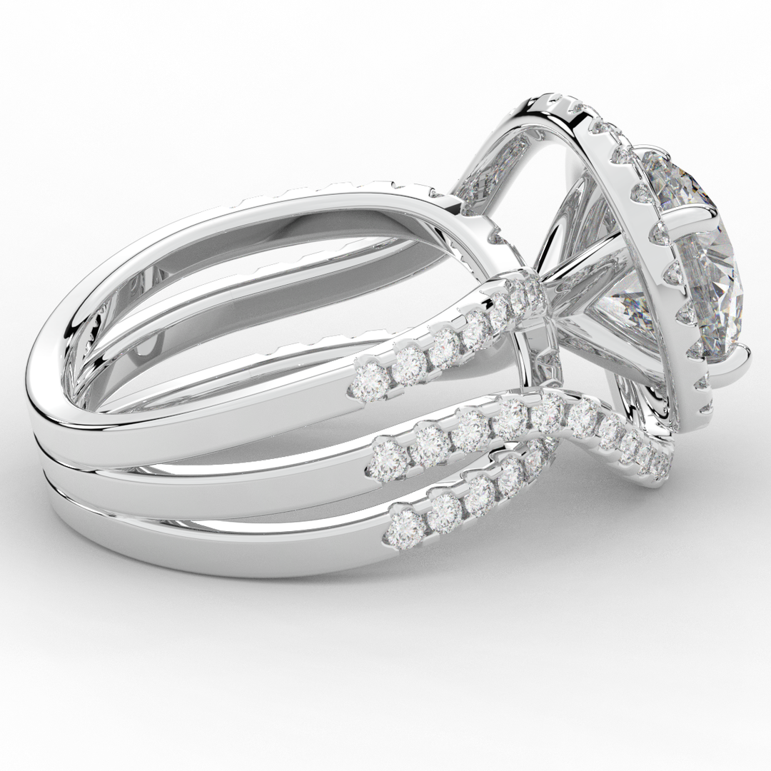 3.90CT.TW ROUND LAB DIAMOND TWIST HALO ENGAGEMENT RING - Nazarelle
