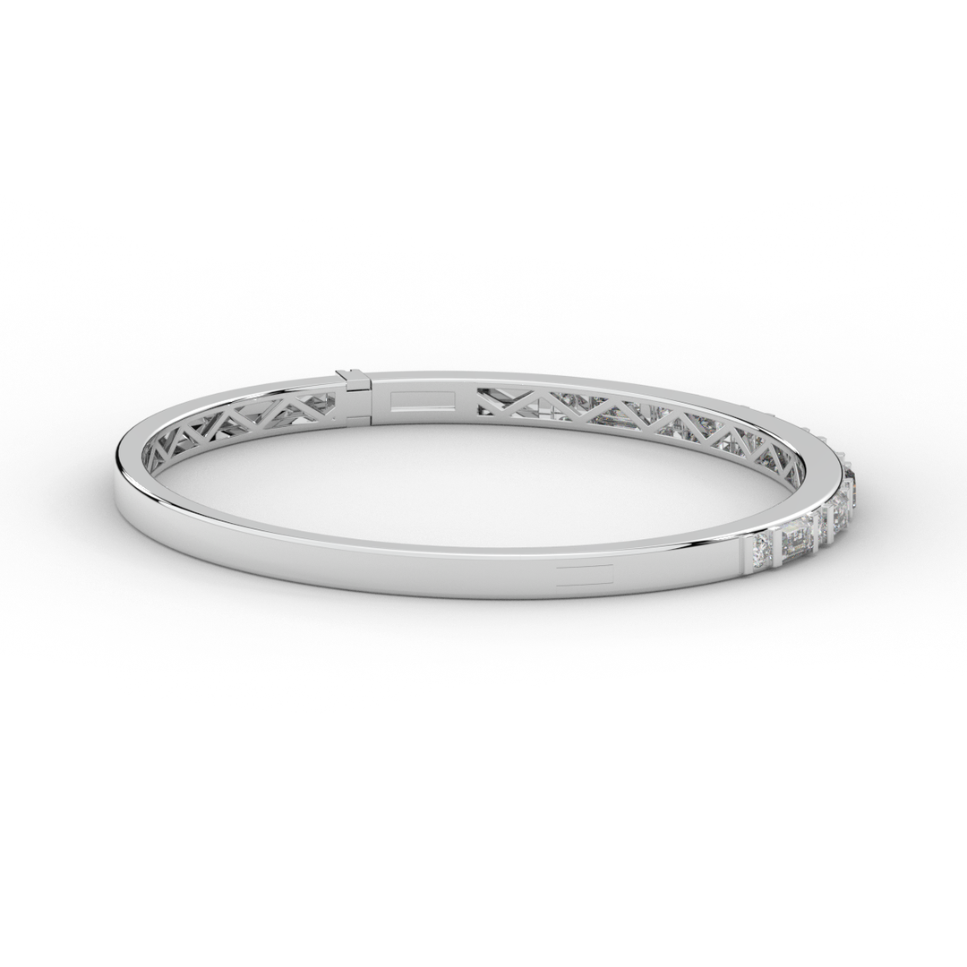 2.75CT.TW ROUND AND EMERALD CUT LAB DIAMOND SHARED PRONG BANGLE - Nazarelle