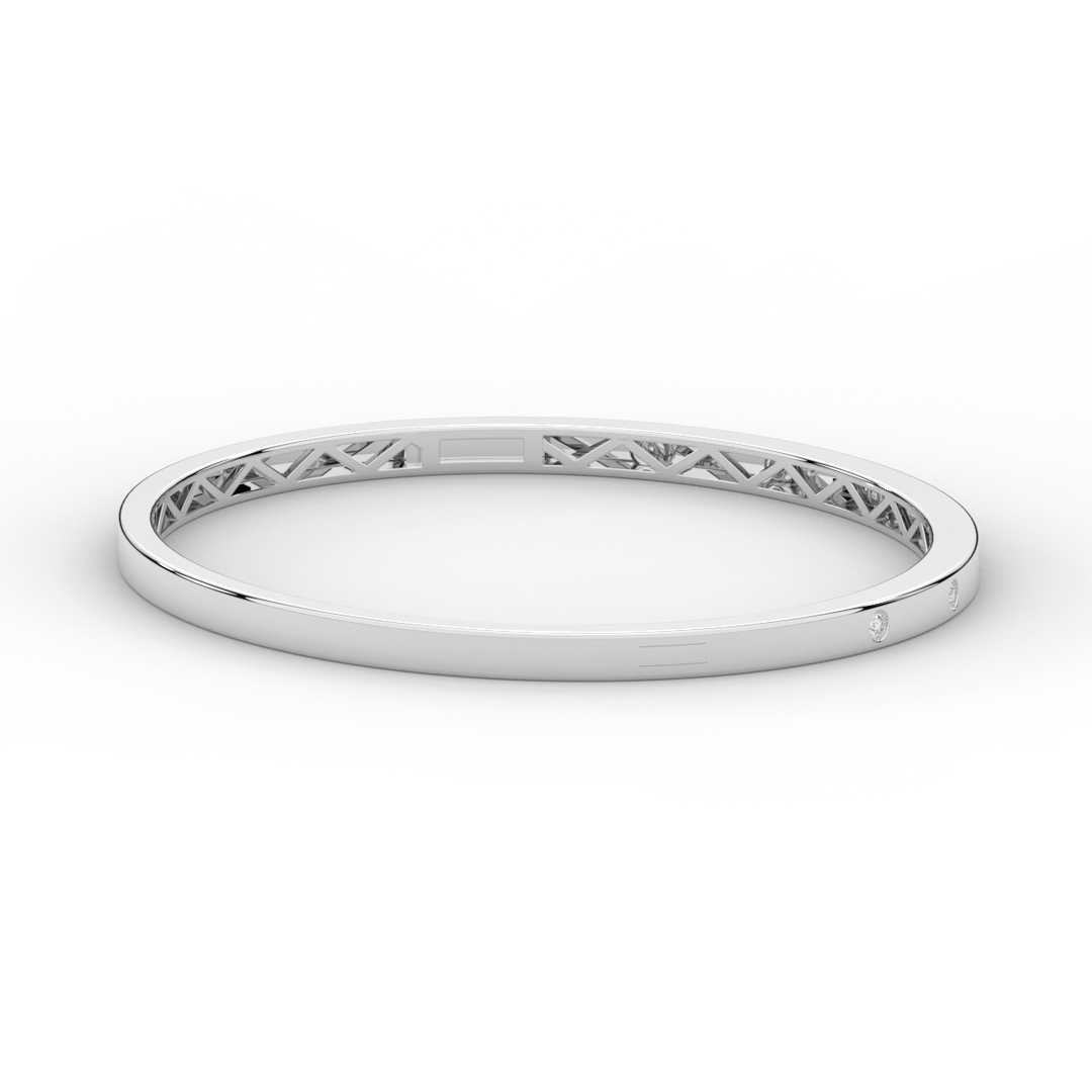 0.15CT.TW ROUND LAB BEZEL SET DIAMOND BANGLE - Nazarelle