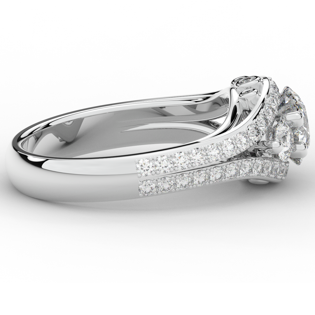 1.90CT.TW ROUND LAB DIAMOND THREE STONE ENGAGEMENT RING - Nazarelle