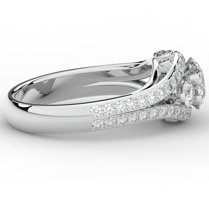 1.90CT.TW ROUND LAB DIAMOND THREE STONE ENGAGEMENT RING - Nazarelle