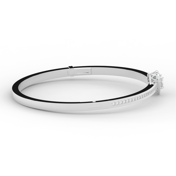 1.65CT.TW HEART AND ROUND LAB DIAMOND  BANGLE - Nazarelle