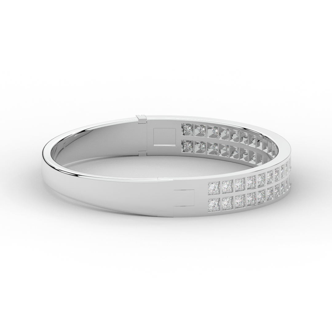 2.00CT.TW ROUND LAB TWO ROW DIAMOND BANGLE - Nazarelle