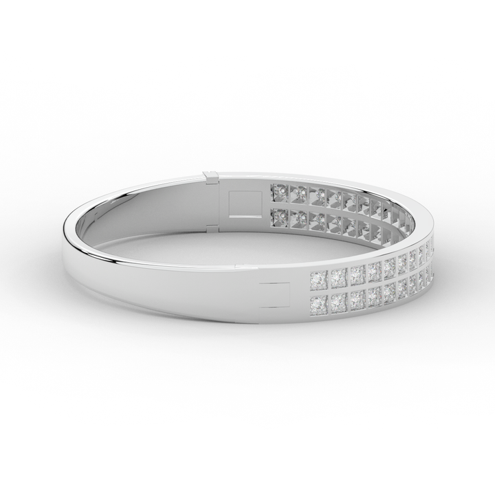 2.00CT.TW ROUND LAB TWO ROW DIAMOND BANGLE - Nazarelle