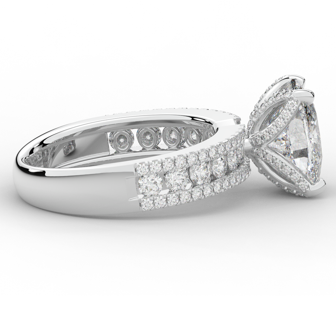 3.95CT.TW CUSHION LAB DIAMOND SOLITAIRE ENGAGEMENT RING - Nazarelle