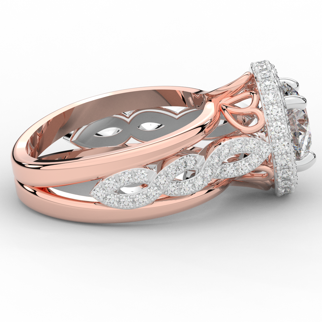 2.85CT.TW ROUND LAB DIAMOND HALO TWO TONE ENGAGEMENT RING - Nazarelle