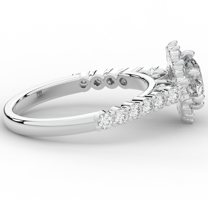 1.60CT.TW ROUND LAB DIAMOND HALO ENGAGEMENT RING - Nazarelle