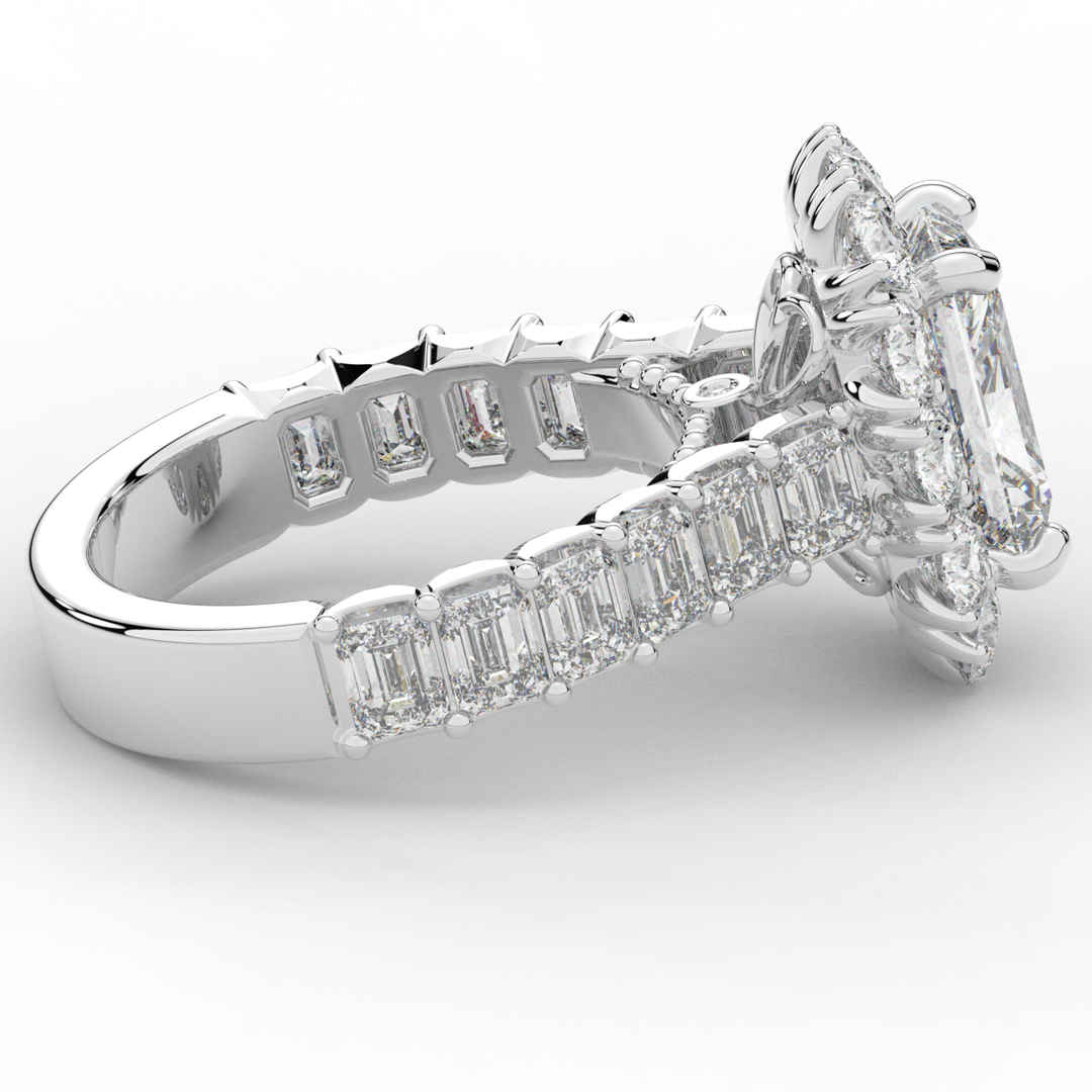 6.00CT.TW RADIANT LAB DIAMOND HALO ENGAGEMENT RING - Nazarelle