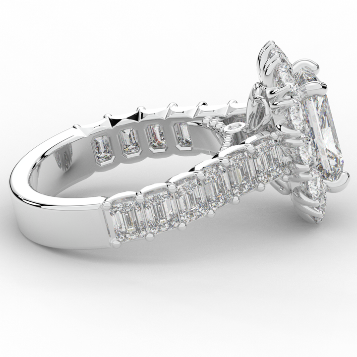 6.00CT.TW RADIANT LAB DIAMOND HALO ENGAGEMENT RING - Nazarelle