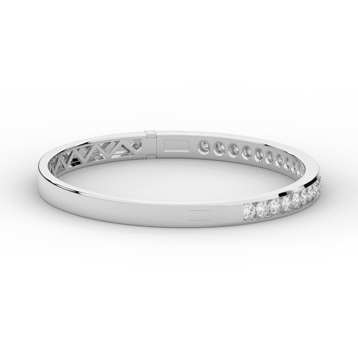 2.75CT.TW ROUND LAB CHANNEL SET DIAMOND BANGLE - Nazarelle