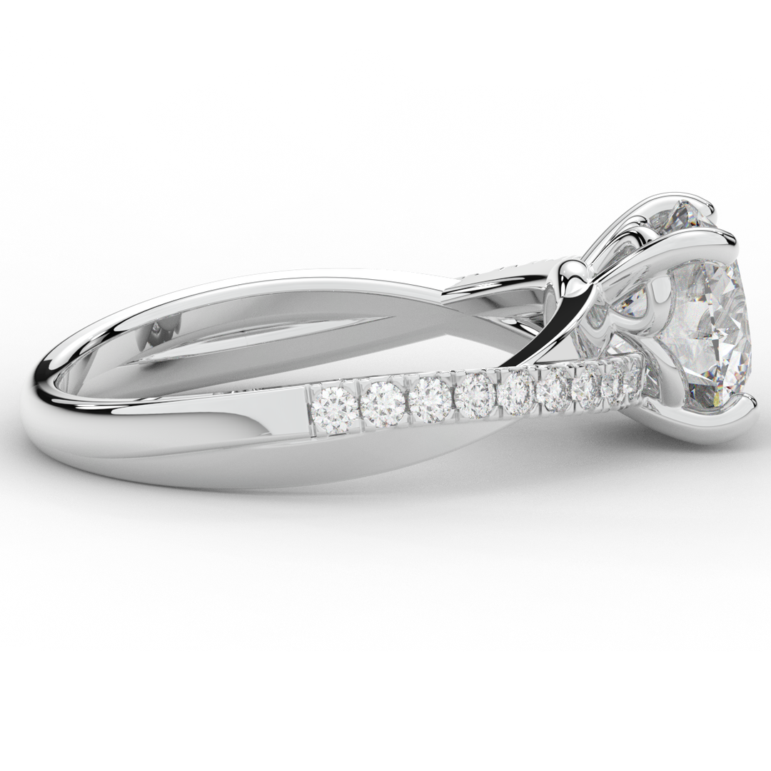 2.20CT.TW ROUND LAB DIAMOND TWISTBAND ENGAGEMENT RING - Nazarelle