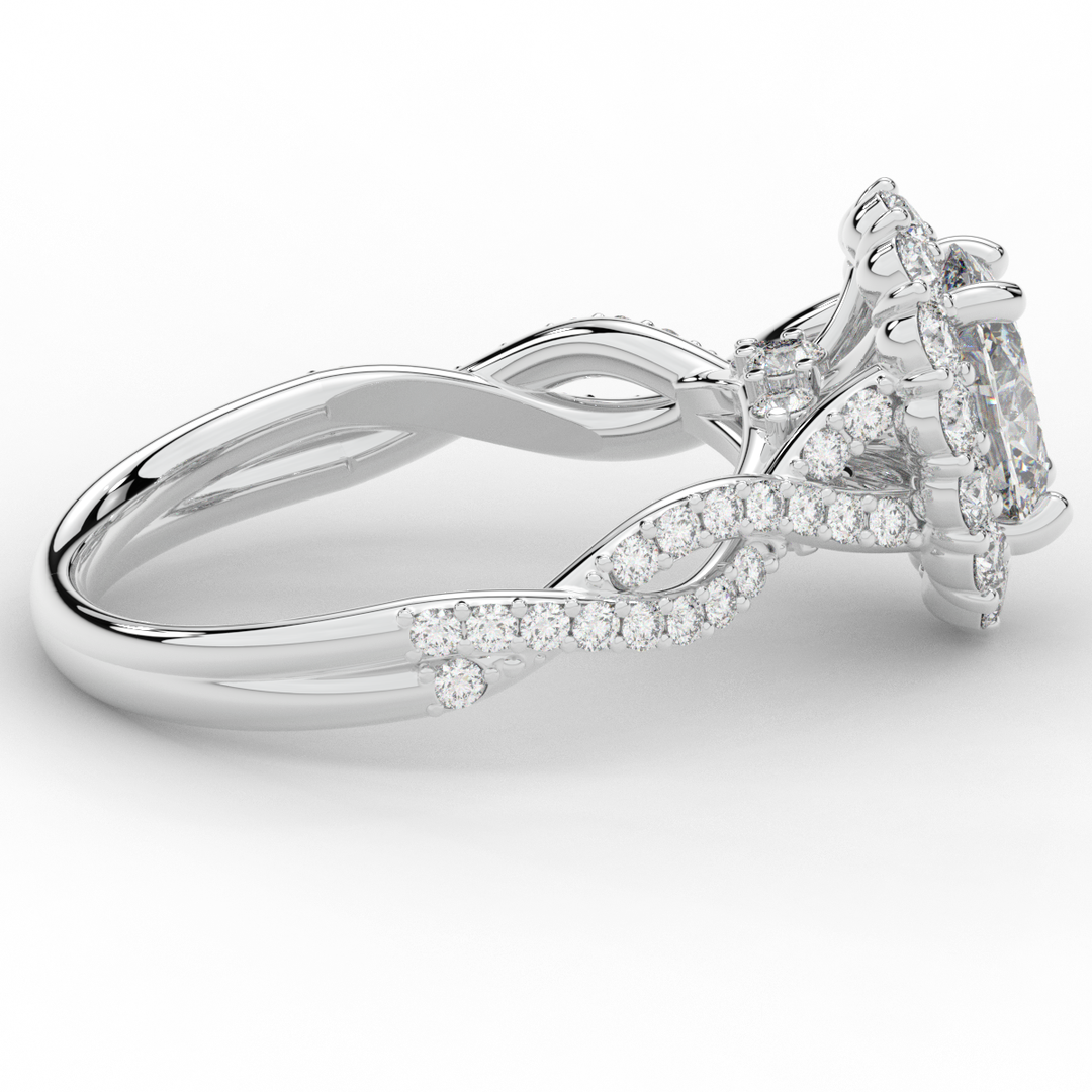 1.75CT.TW OVAL LAB DIAMOND HALO TWIST BAND ENGAGEMENT RING - Nazarelle