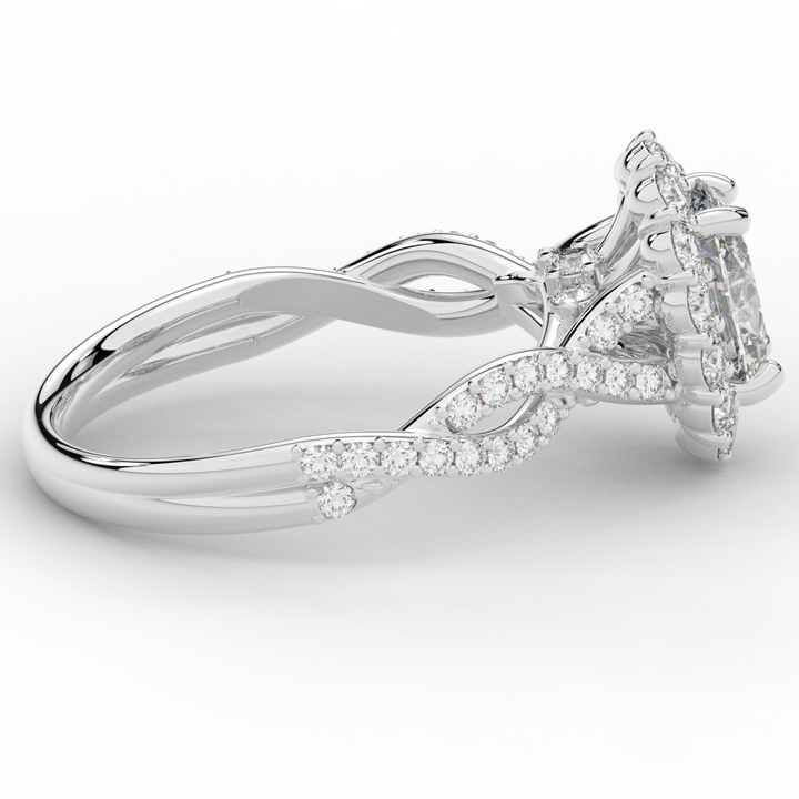 1.75CT.TW OVAL LAB DIAMOND HALO TWIST BAND ENGAGEMENT RING - Nazarelle