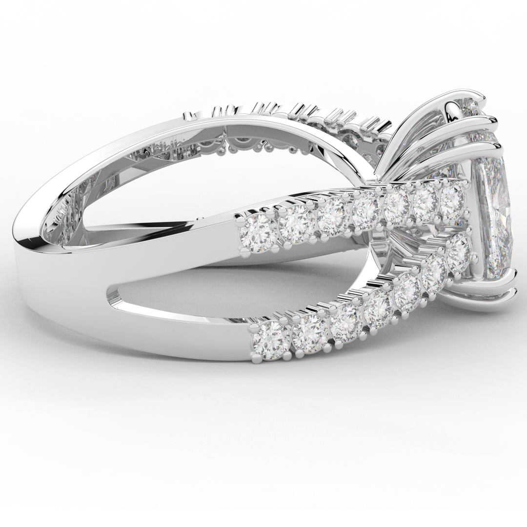 3.75CT.TW CUSHION LAB DIAMOND SPLIT BAND ENGAGEMENT RING - Nazarelle
