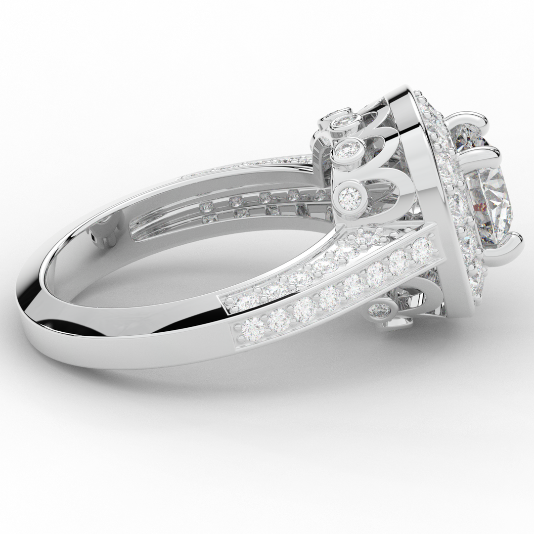 1.50CT.TW ROUND LAB DIAMOND HALO ENGAGEMENT RING - Nazarelle
