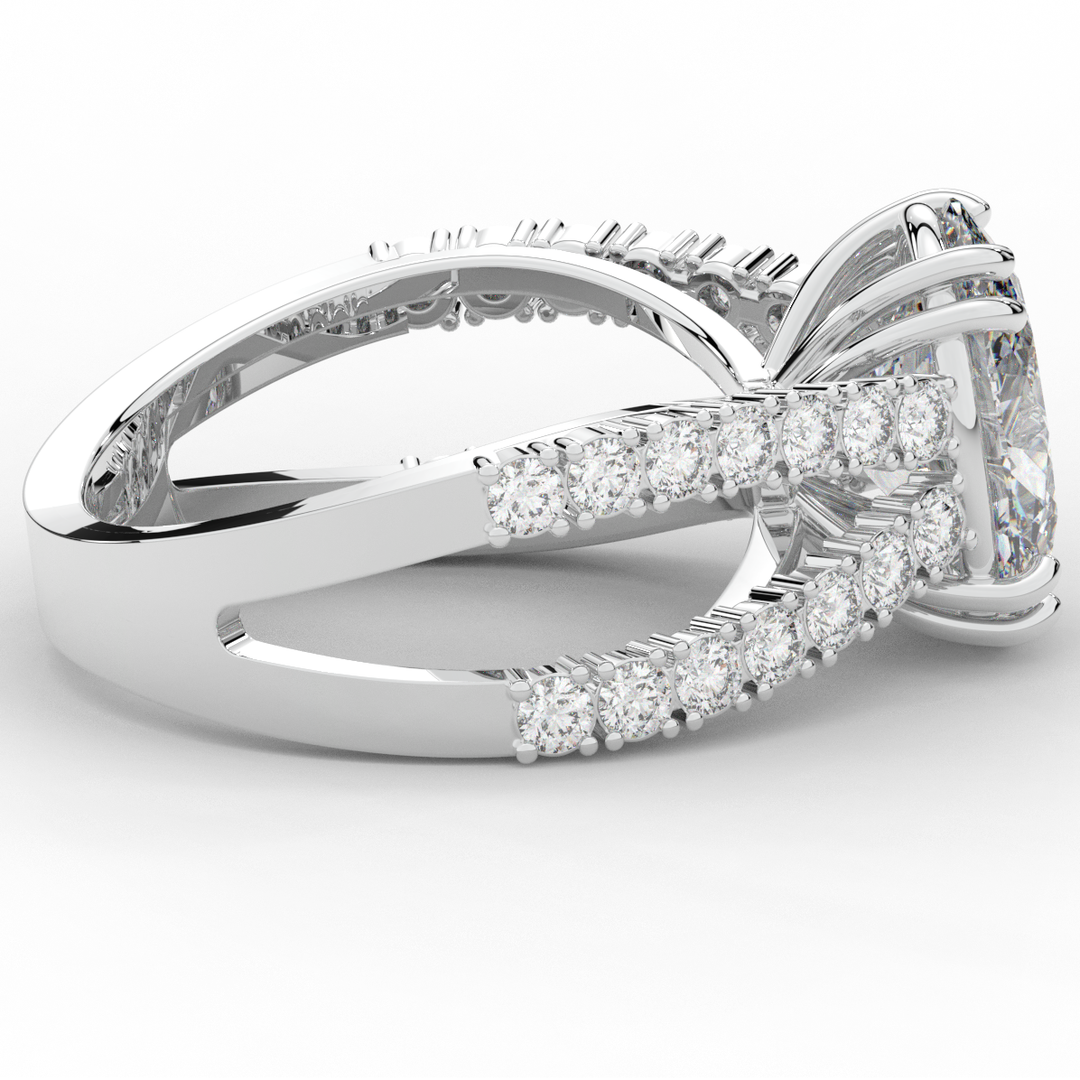 3.75CT.TW OVAL LAB DIAMOND SPLIT BAND ENGAGEMENT RING - Nazarelle