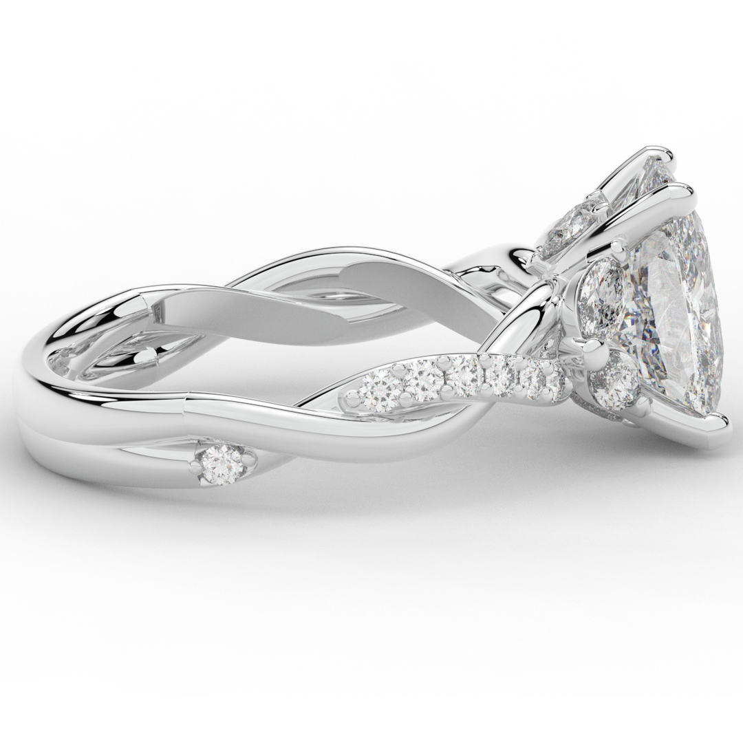 2.40CT.TW CUSHION LAB DIAMOND TWIST BAND ENGAGEMENT RING - Nazarelle