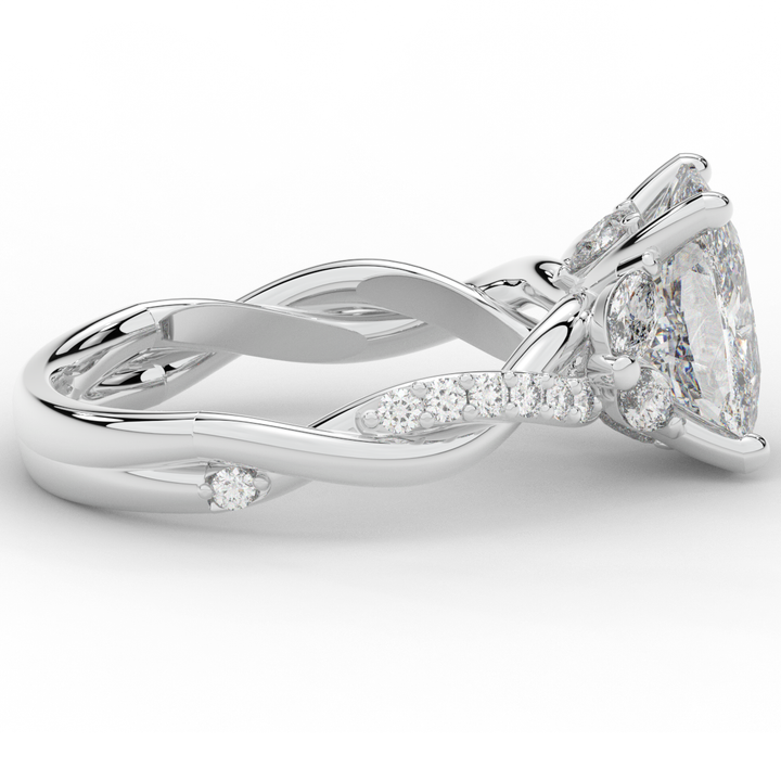 2.40CT.TW CUSHION LAB DIAMOND TWIST BAND ENGAGEMENT RING - Nazarelle