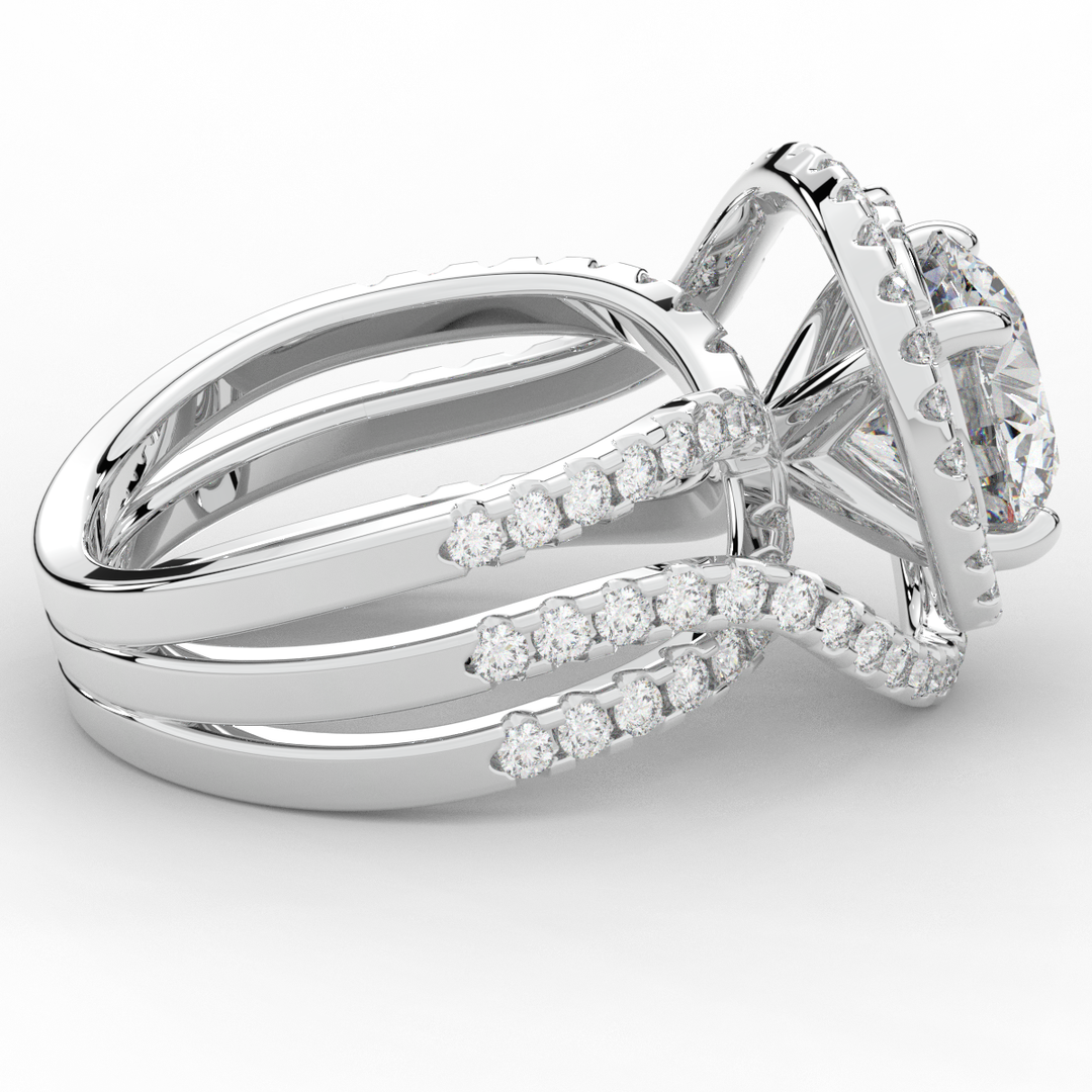 3.90CT.TW ROUND LAB DIAMOND TWIST HALO ENGAGEMENT RING - Nazarelle