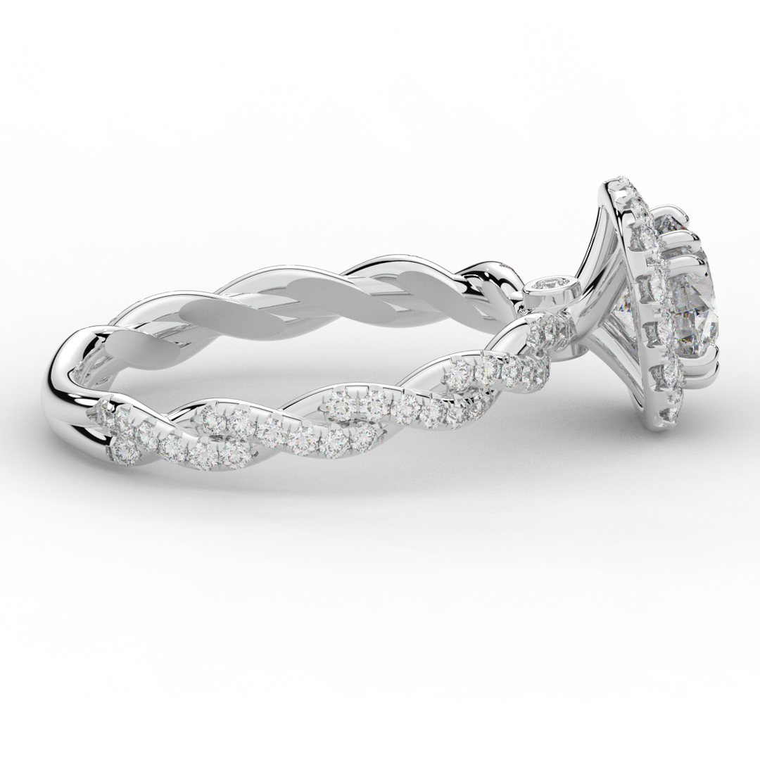 1.55CT.TW ROUND LAB DIAMOND HALO TWIST ENGAGEMENT RING - Nazarelle