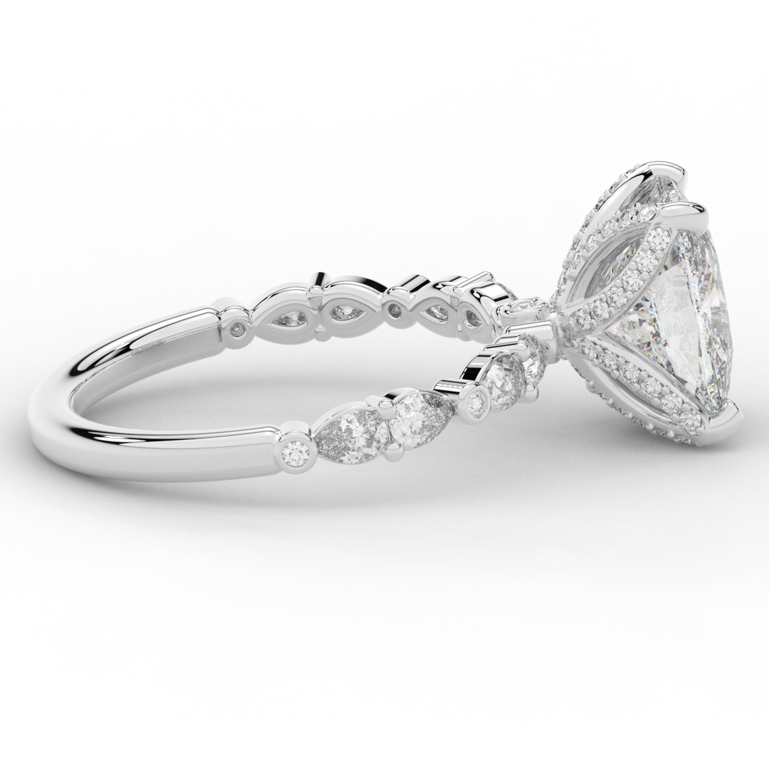 3.60CT.TW CUSHION LAB DIAMOND SOLITAIRE ENGAGEMENT RING - Nazarelle