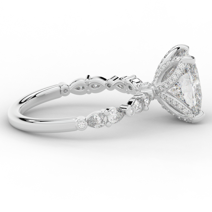 3.60CT.TW CUSHION LAB DIAMOND SOLITAIRE ENGAGEMENT RING - Nazarelle