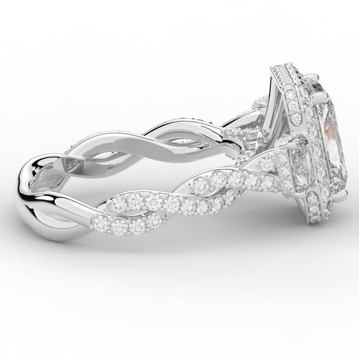 4.70CT.TW RADIANT LAB DIAMOND 3 STONE ENGAGEMENT RING - Nazarelle
