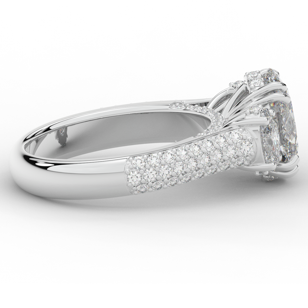 3.70CT.TW OVAL LAB DIAMOND 3 STONE ENGAGEMENT RING - Nazarelle