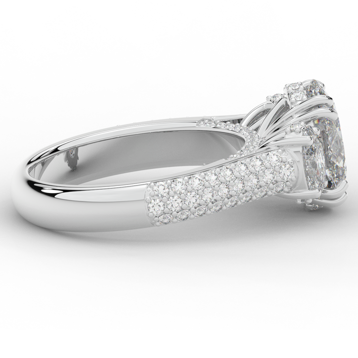 3.70CT.TW OVAL LAB DIAMOND 3 STONE ENGAGEMENT RING - Nazarelle