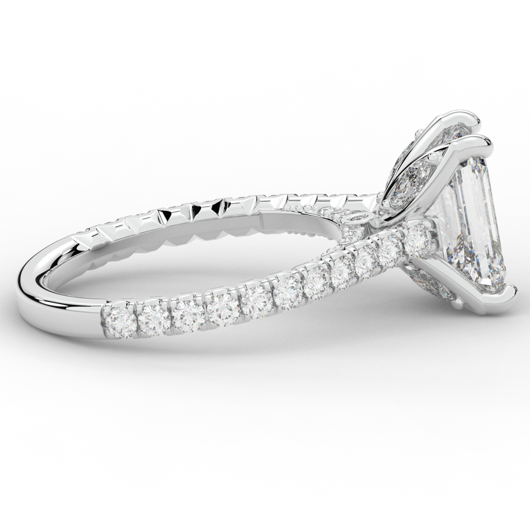 2.70CT.TW EMERALD CUT LAB DIAMOND SOLITAIRE ENGAGEMENT RING - Nazarelle