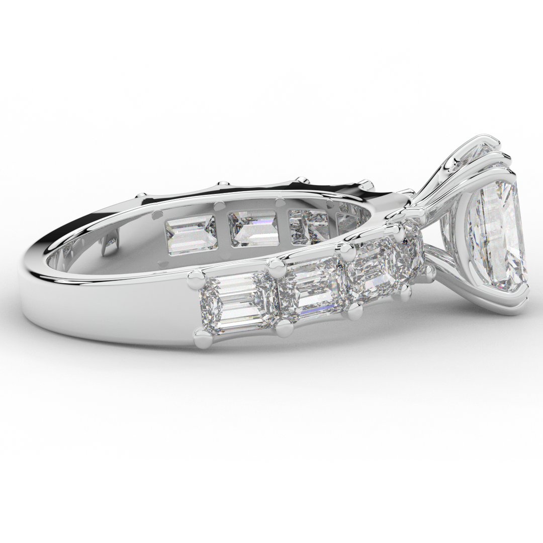 3.75CT.TW RADIANT LAB DIAMOND SOLITAIRE ENGAGEMENT RING - Nazarelle