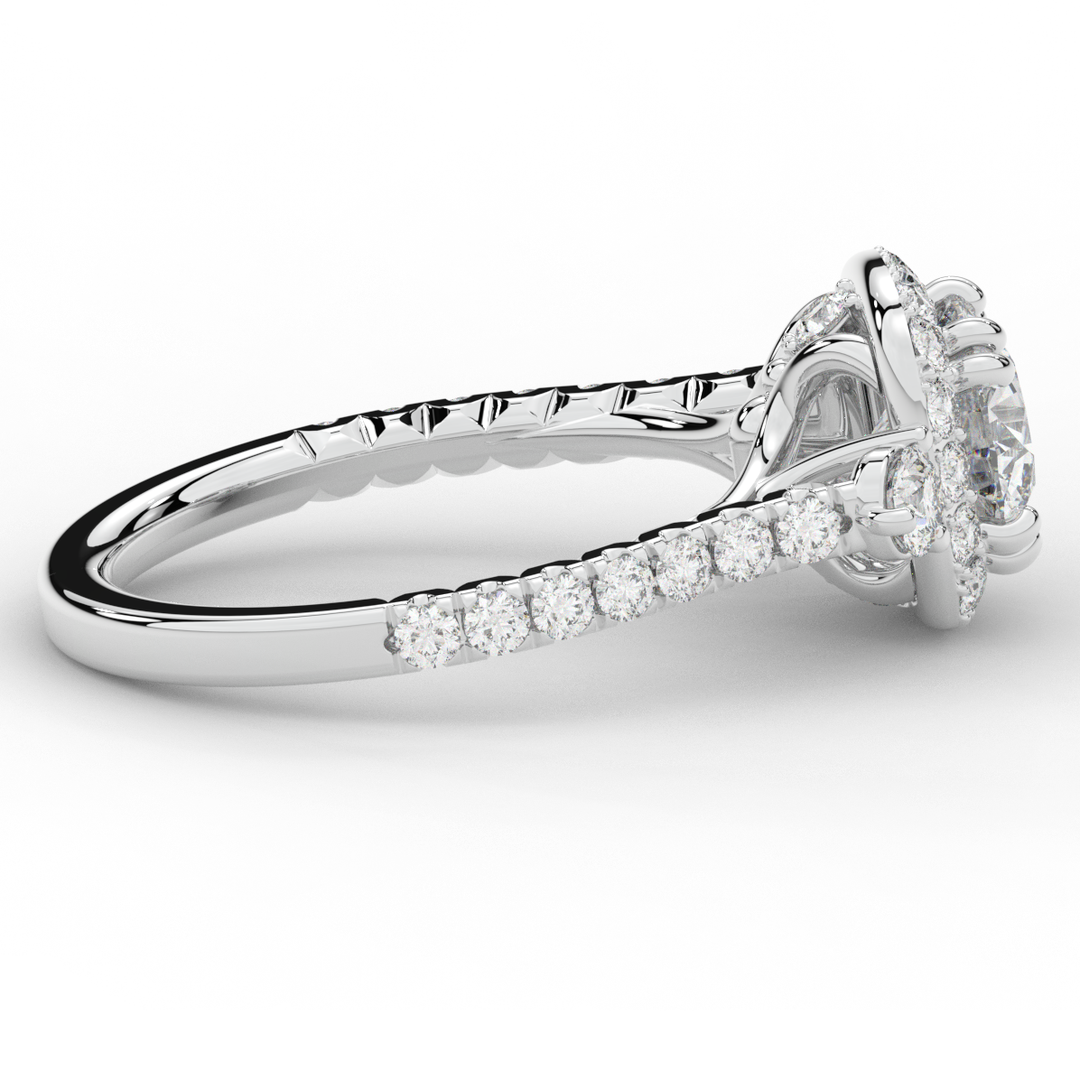 1.75CT.TW ROUND LAB DIAMOND HALO ENGAGEMENT RING - Nazarelle