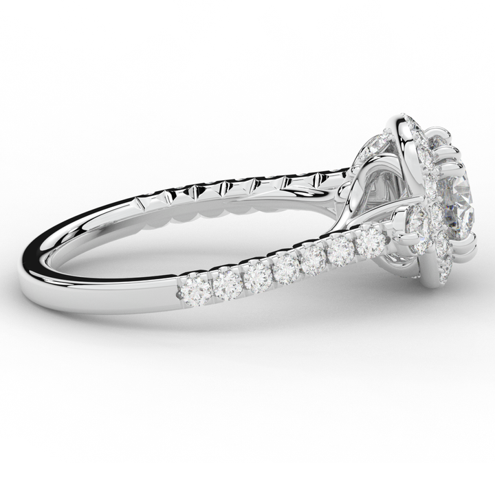 1.75CT.TW ROUND LAB DIAMOND HALO ENGAGEMENT RING - Nazarelle