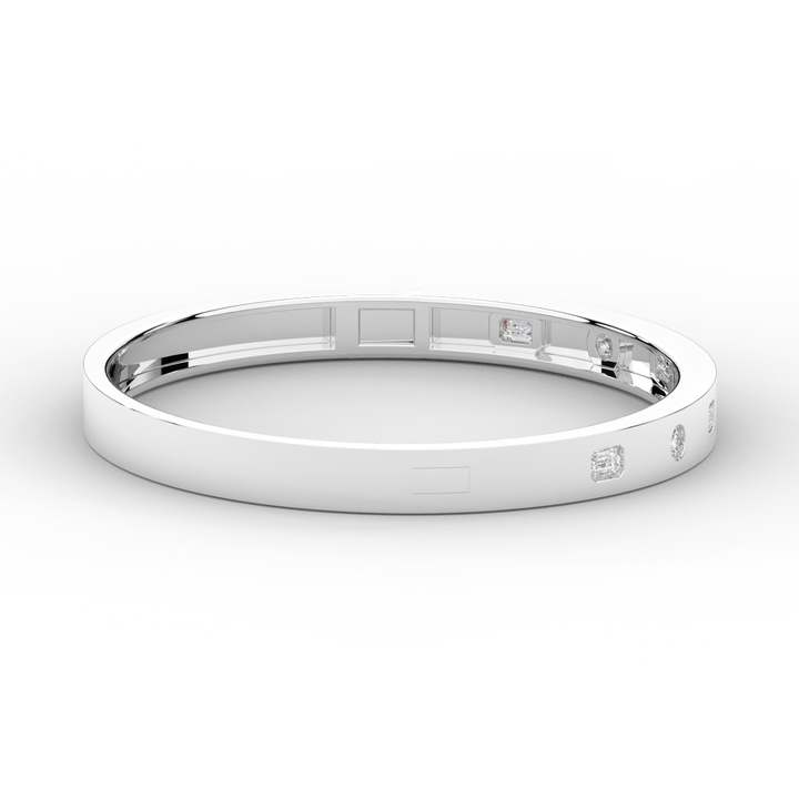 1.00CT.TW ROUND AND EMERALD CUT LAB DIAMOND BEZEL SET BANGLE - Nazarelle