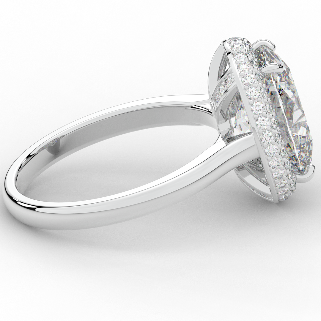 4.40CT.TW OVAL LAB DIAMOND HALO ENGAGEMENT RING - Nazarelle