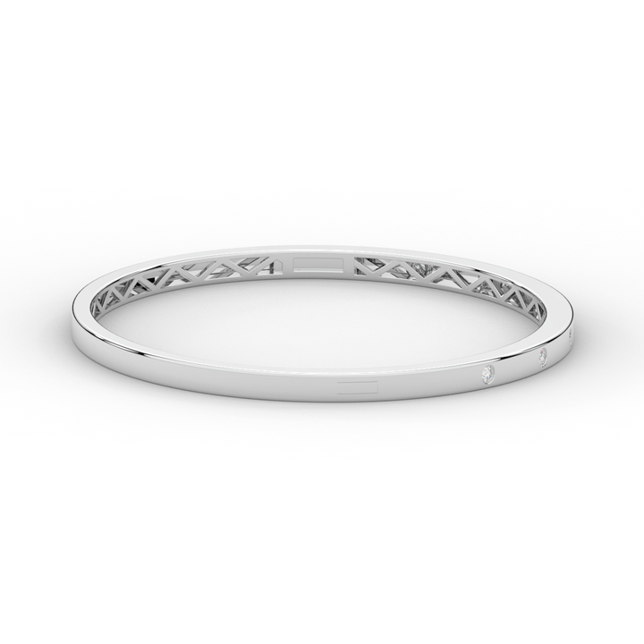 0.15CT.TW ROUND LAB BEZEL SET DIAMOND BANGLE - Nazarelle